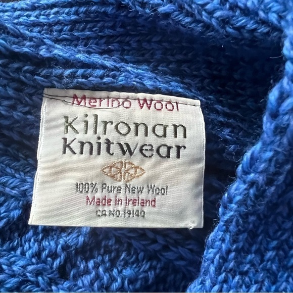 Kilronan Knitwear Cardigan Sweater Vest Womens Blue Open Front Merino Wool Sz L - Picture 3 of 7